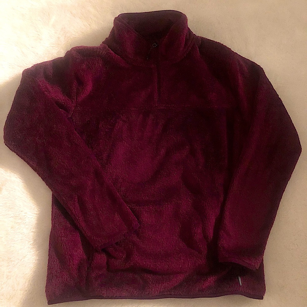 (2/15) Eddie Bauer Fuzzy Plum Quarter Zip Medium